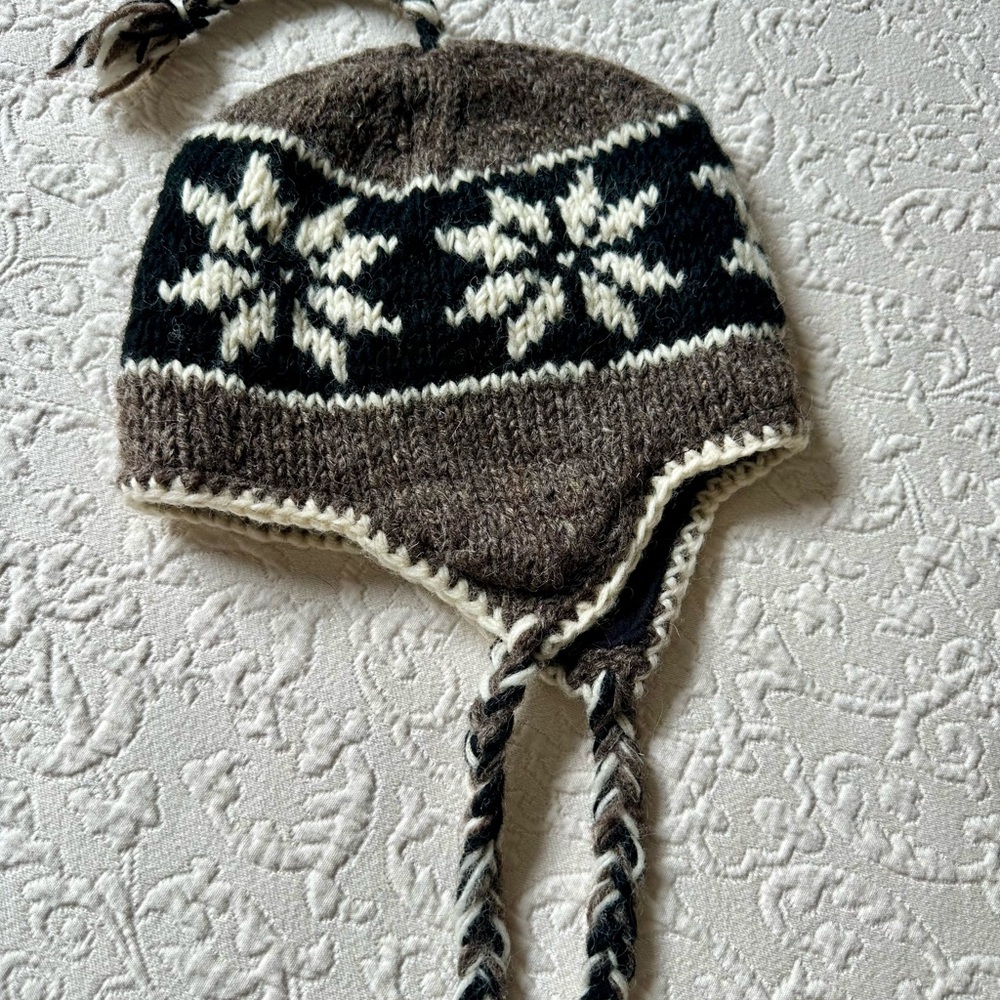 Stylish Brown and Black Kids Snowflake Winter Wool Hat